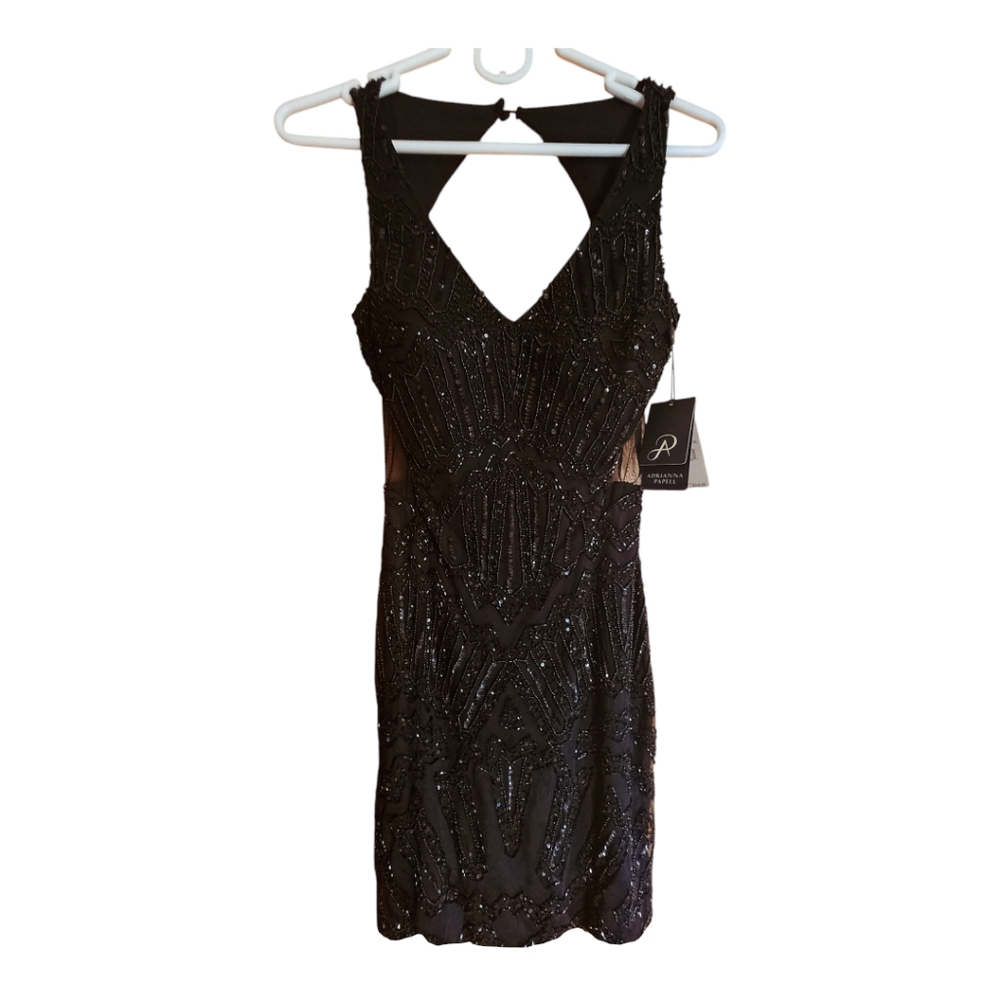 NWT Adrianna Papell BLACK EMBELLISHED SHEATH DRESS